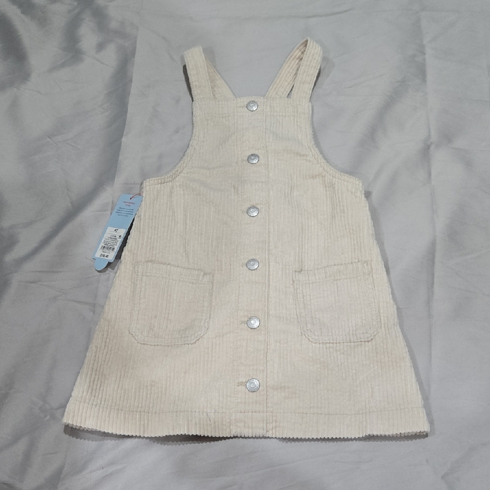 Cat & Jack Cream Corduroy Pinafore Dress - Girls 4T